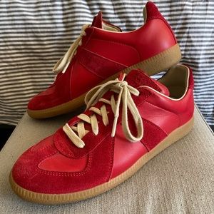 Red leather Maison Margiela Replica sneakers